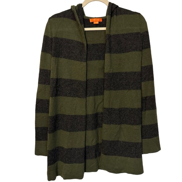 Christopher Fischer‎ Gray and Green Open Front Hooded Cashmere Cardigan Small - Picture 1 of 8
